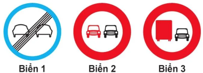 Hình câu 308: Biển nào cho phép xe ô tô con được vượt?