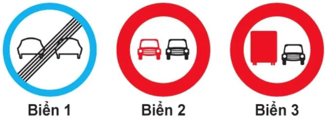 Biển báo cấm – hình câu 310: Biển nào cấm xe ô tô tải vượt?