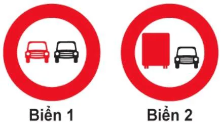 Biển báo cấm – hình câu 312: Biển nào xe ô tô con được phép vượt?
