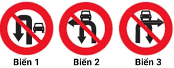 Biển báo cấm – hình câu 320: Biển nào dưới đây cấm xe ô tô rẽ trái và quay đầu?