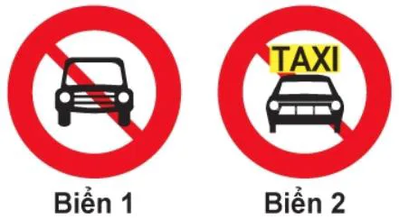 Biển báo cấm – hình câu 321: Biển nào cấm xe taxi mà không cấm các phương tiện khác?
