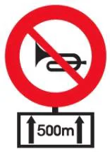 Hình câu 347: Biển phụ đặt dưới biển cấm bóp còi có ý nghĩa như thế nào?