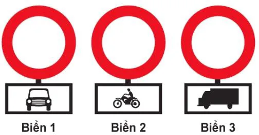 Biển phụ – hình câu 349: Biển nào xe mô tô hai bánh được đi vào?