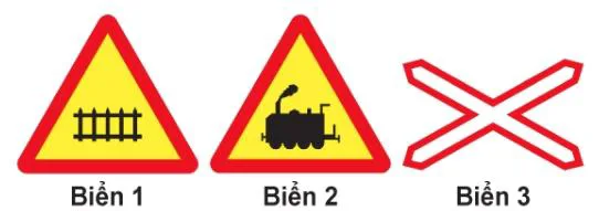 Hình câu 374: Biển nào báo hiệu đường bộ giao nhau với đường sắt không có rào chắn?