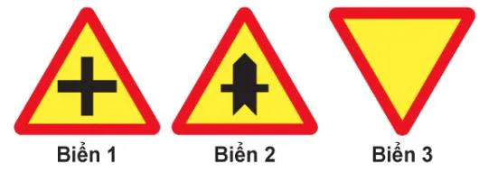 Hình câu 388: Biển nào báo hiệu "Giao nhau với đường không ưu tiên"?