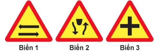 Hình câu 395: Biển nào báo hiệu "Giao nhau với đường hai chiều"?