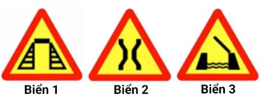 Hình câu 401: Biển nào dưới đây là biển "Cầu hẹp"?