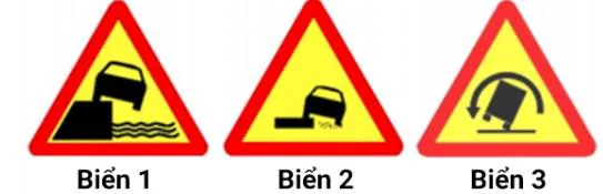 Hình câu 407: Biển nào sau đây là biển "Lề đường nguy hiểm"?