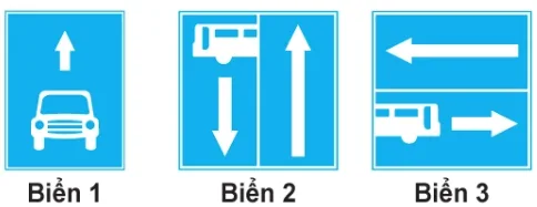 Hình câu 447: Biển nào báo hiệu "Đường phía trước có làn đường dành cho ô tô khách"?