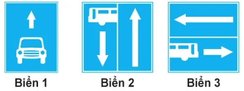 Biển chỉ dẫn – hình câu 448: Biển nào báo hiệu "Rẽ ra đường có làn đường dành cho ô tô khách"?