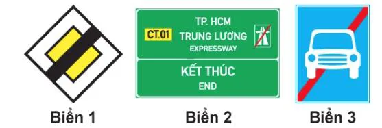 Hình câu 464: Biển nào báo hiệu kết thúc đường cao tốc?