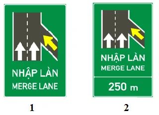 Biển chỉ dẫn – hình câu 466: Biển nào chỉ dẫn nhập làn xe?