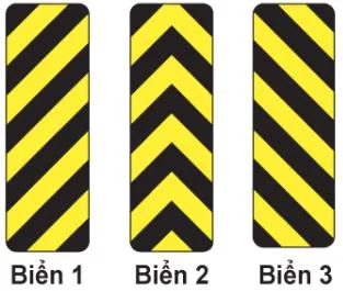 Biển chỉ dẫn – hình câu 471: Trên đường cao tốc, gặp biển nào thì người lái xe đi theo hướng bên phải để tránh chướng ngại vật?