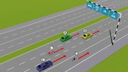 Hình câu 548: Trong hình dưới, những xe nào vi phạm quy tắc giao thông?